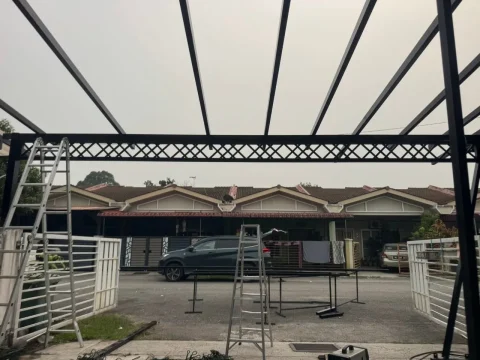 Bahagian bawah bumbung awning porch